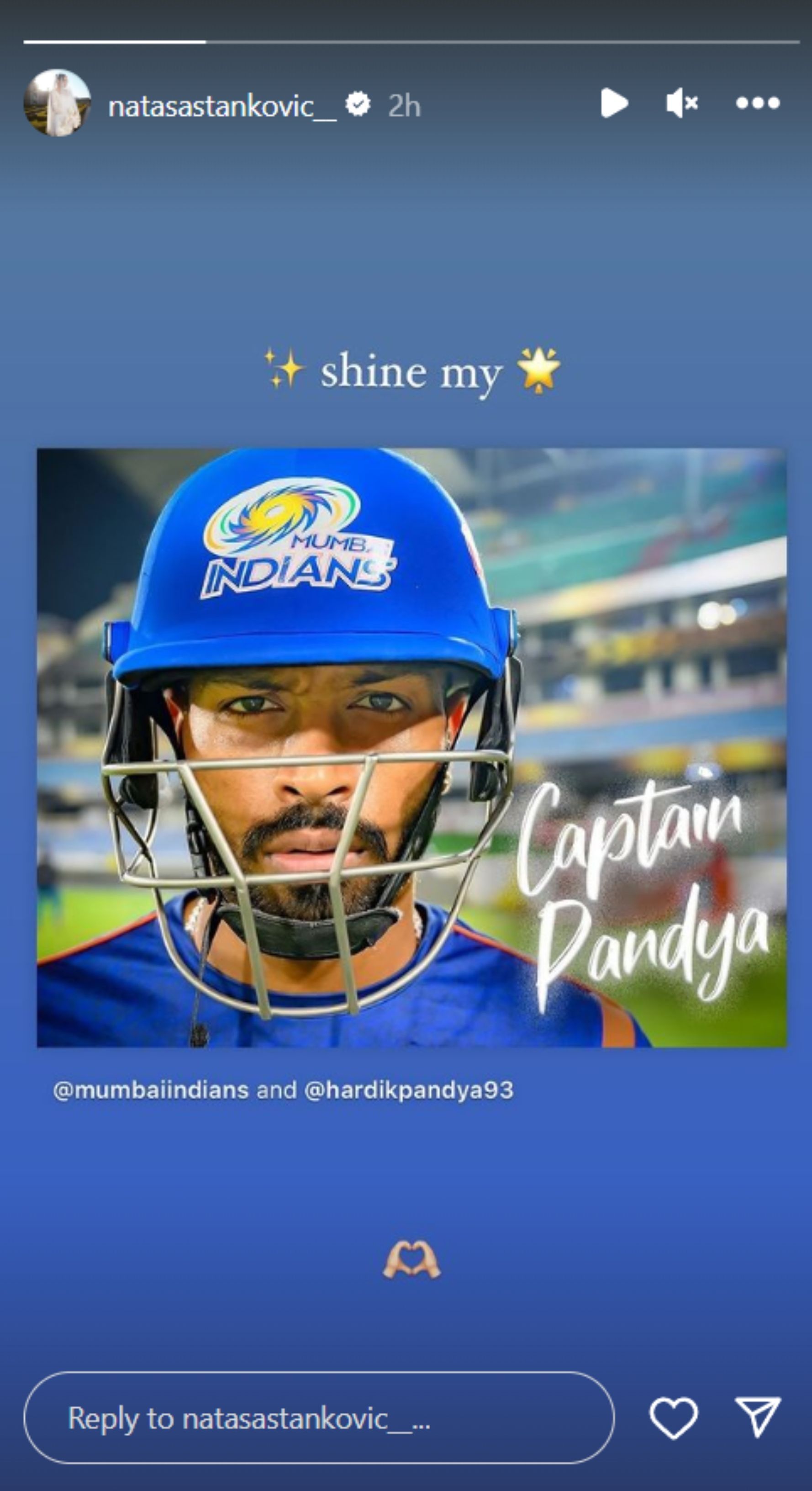 Hardik Pandya&#039;s wife Natasa Stankovic&#039;s latest Instagram story.