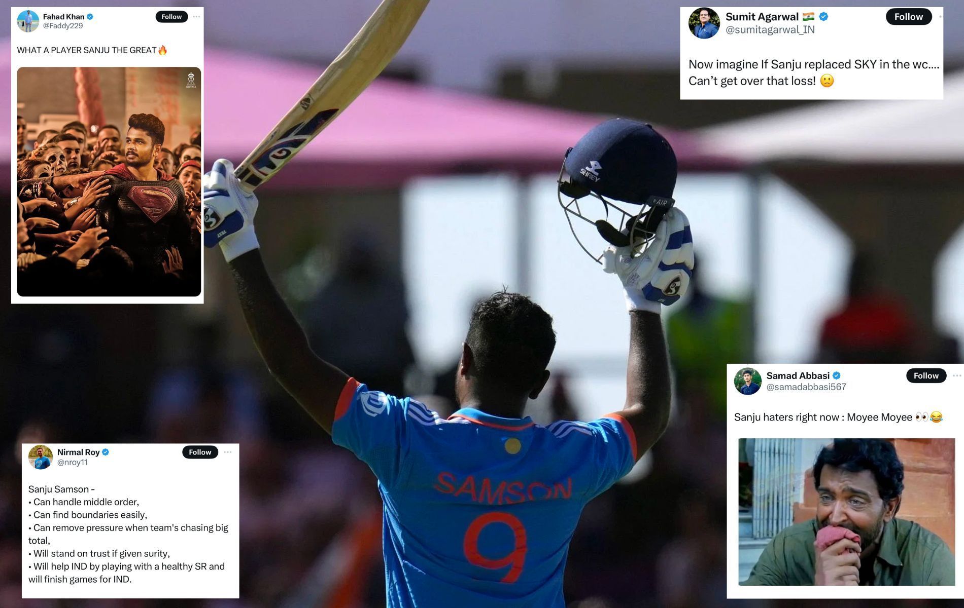 Sanju Samson earned widespread praise for his knock. (Pics: AP/X)