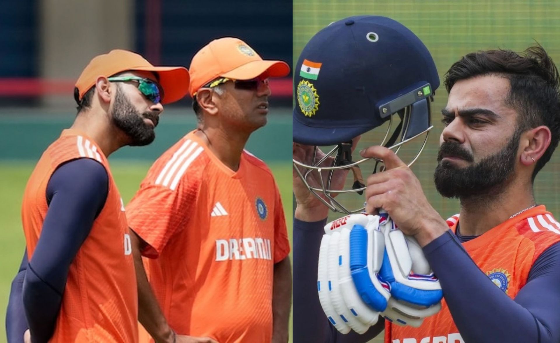 Rahul Dravid with Virat Kohli during one of the practice sessions in South Africa. 