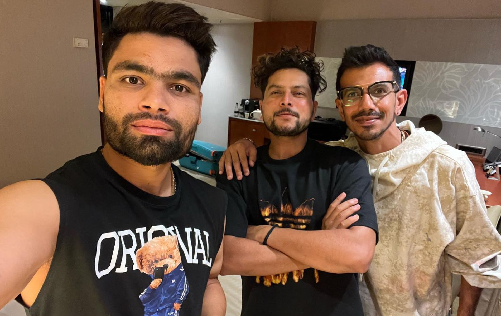 (L to R) Rinku Singh, Kuldeep Yadav, and Yuzvendra Chahal. (Pic: Instagram)