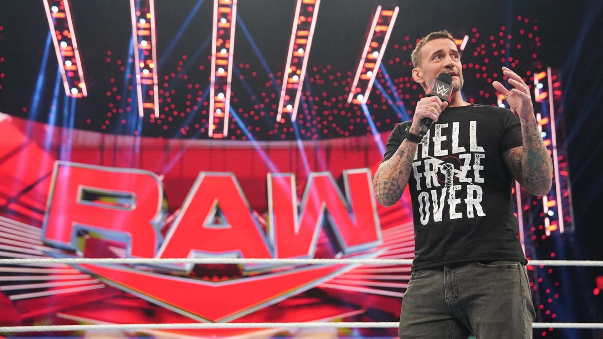 CM Punk speaks from the ring on WWE RAW