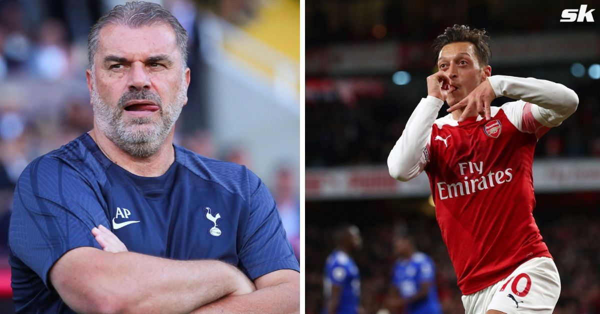 Tottenham Hotspur boss Ange Postecoglou (left) and former Arsenal midfielder Mesut Ozil