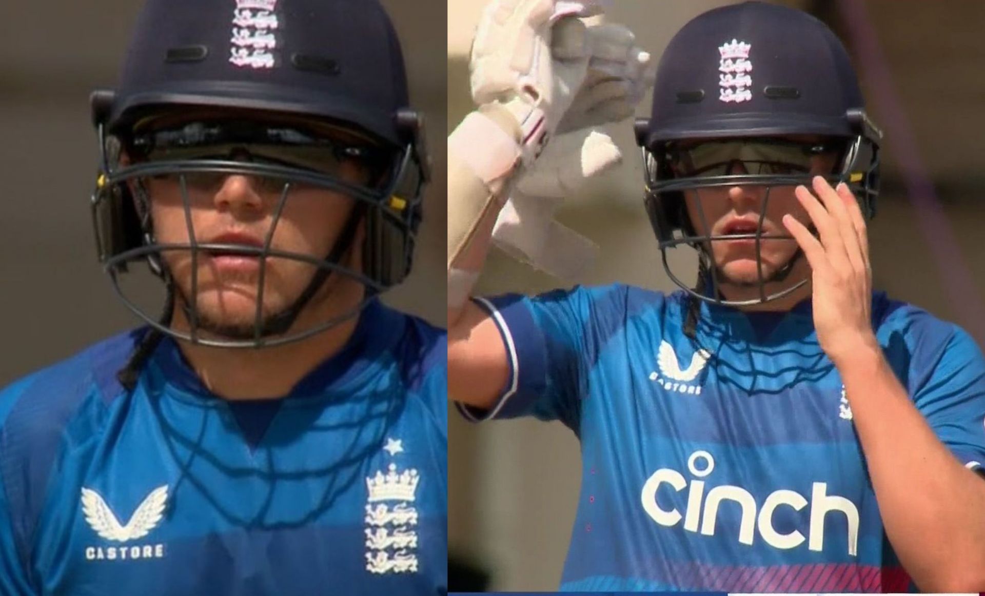 Sam Curran wearing sunglasses while batting in 1st ODI vs West Indies. 