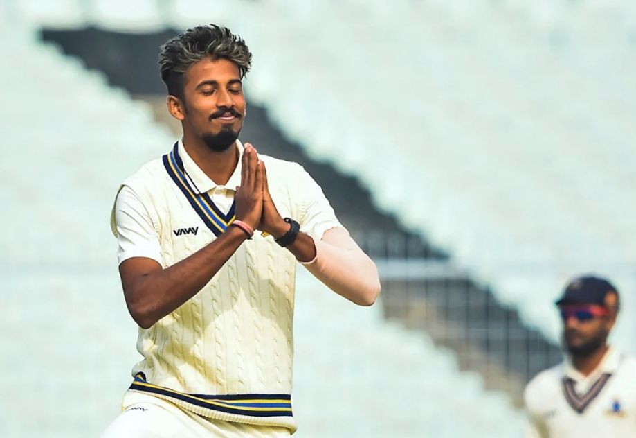 Ishan Porel's celebration after taking a wicket for Bengal [Getty Images]