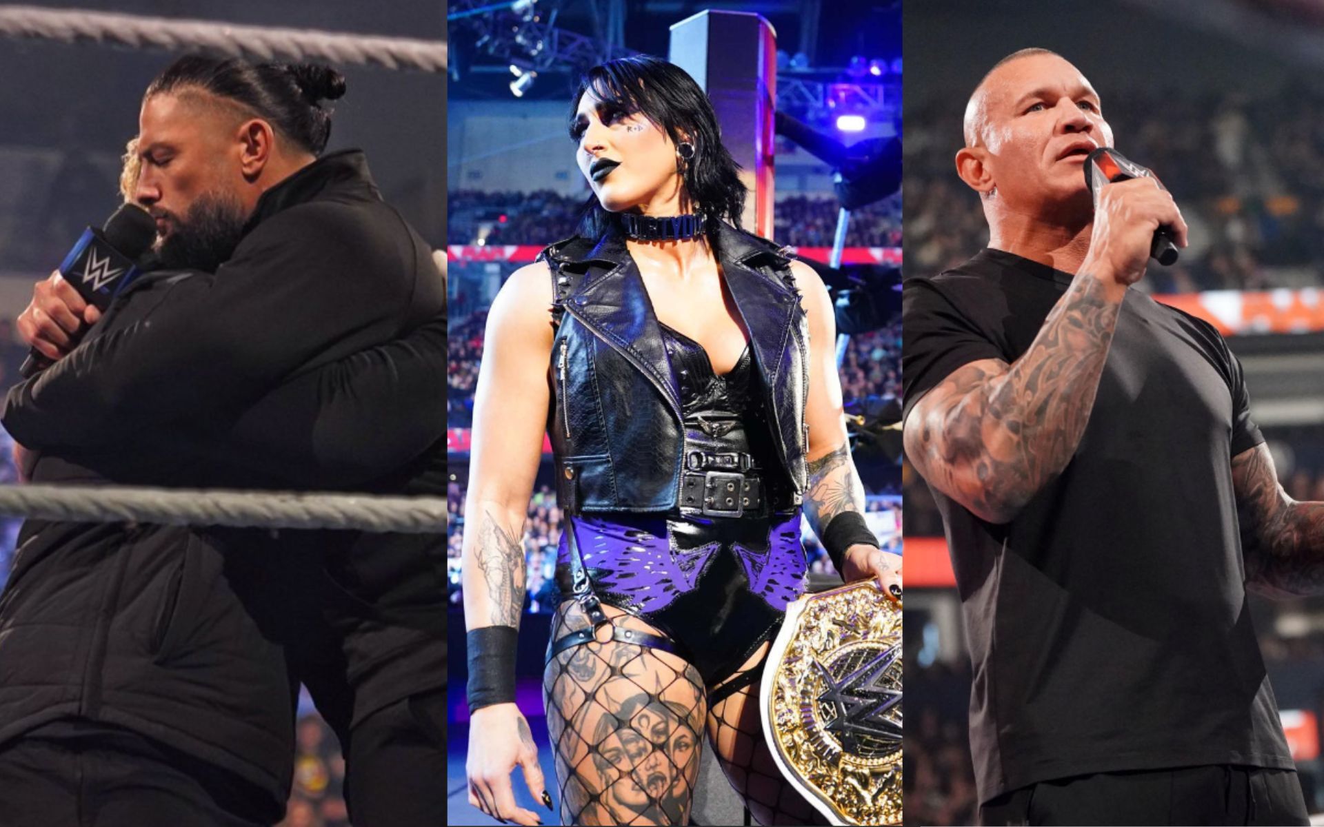 (Left to right): The Bloodline; Rhea Ripley; Randy Orton