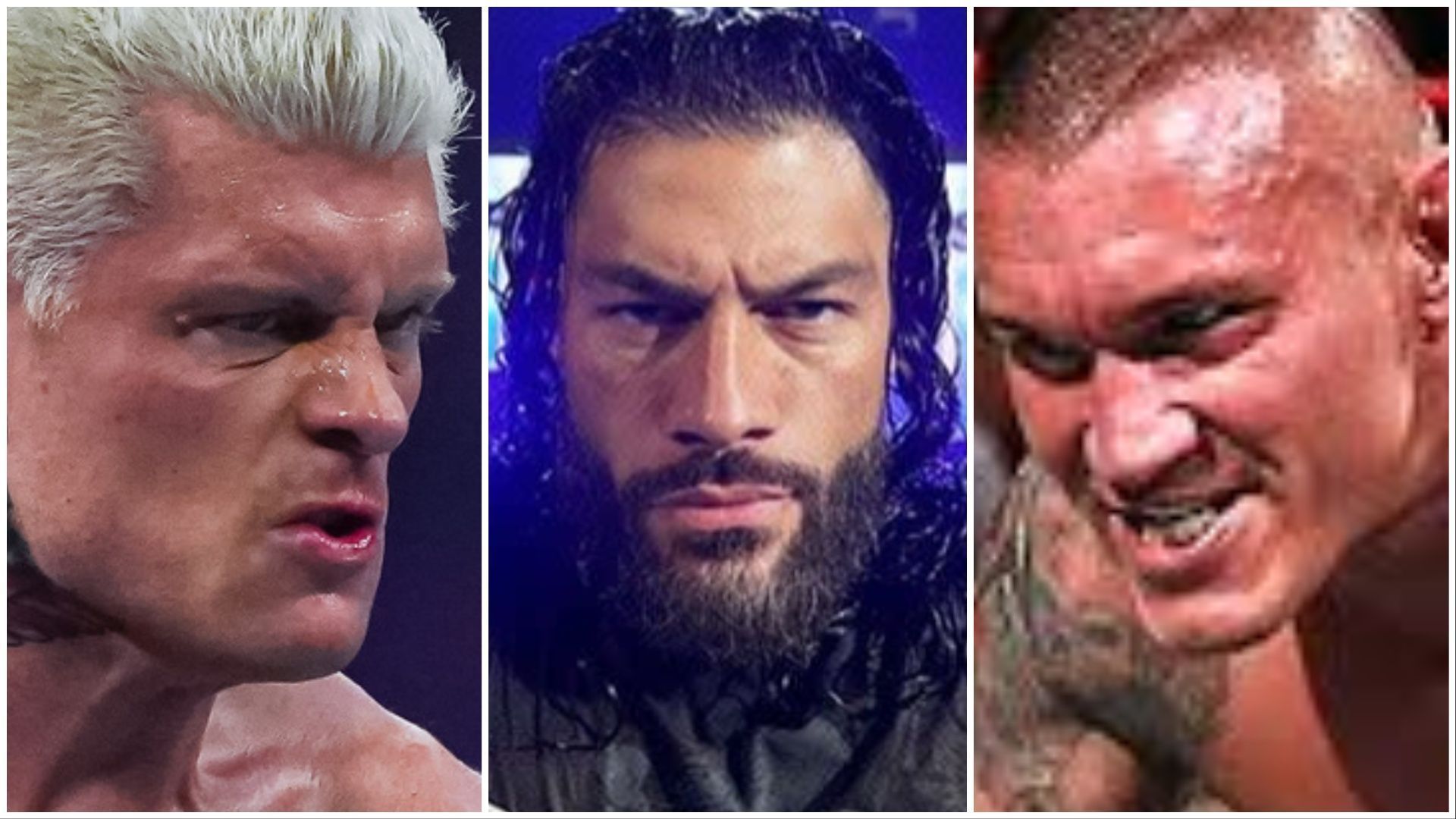 WWE Superstars Cody Rhodes, Roman Reigns, and Randy Orton