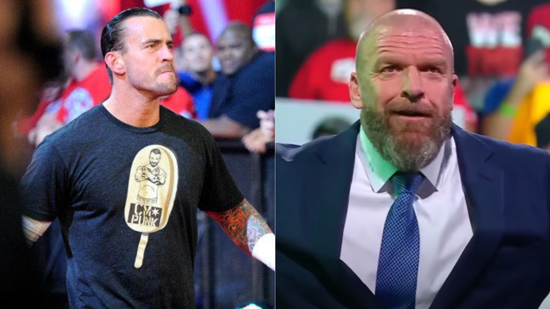 CM Punk (left); Triple H (right)