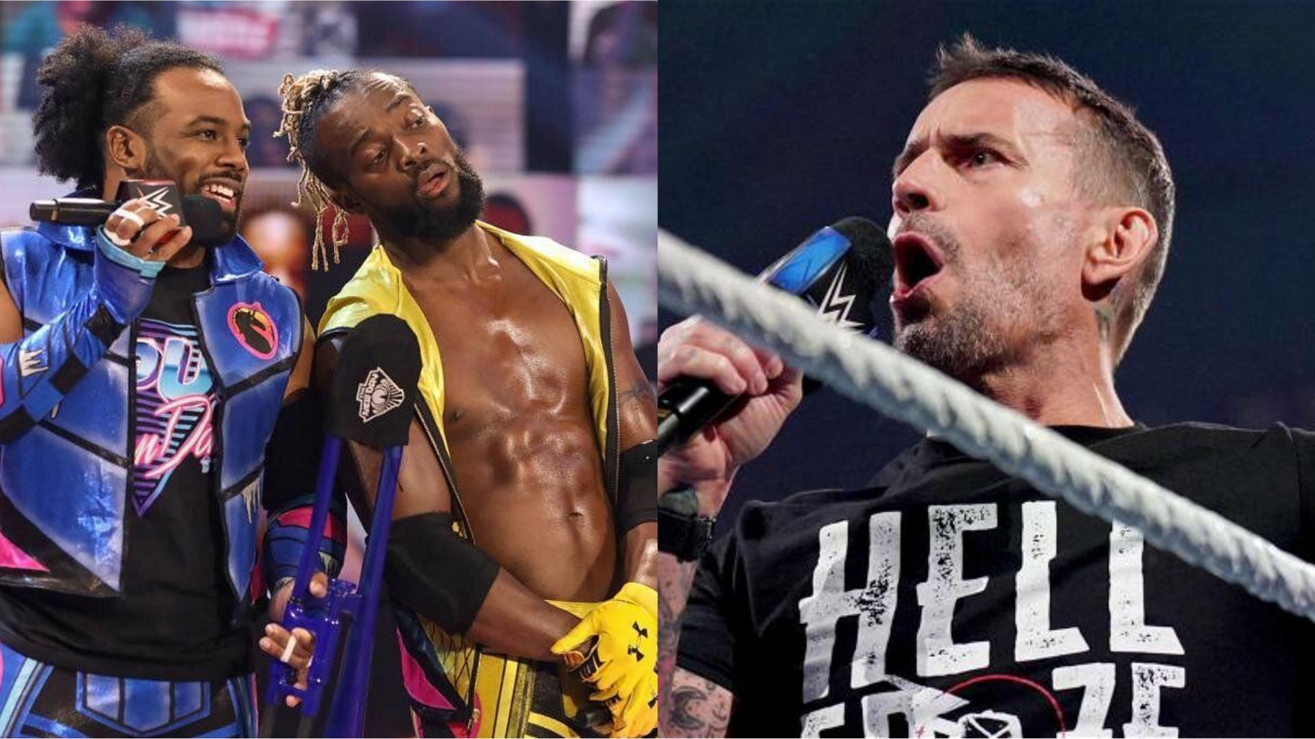 Kofi Kingston and Xavier Woods (left); CM Punk (right)