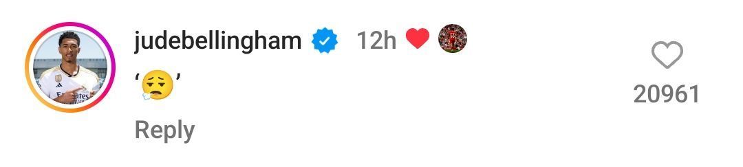 Jude Bellingham reacts to Trent Alexander-Arnold 's post