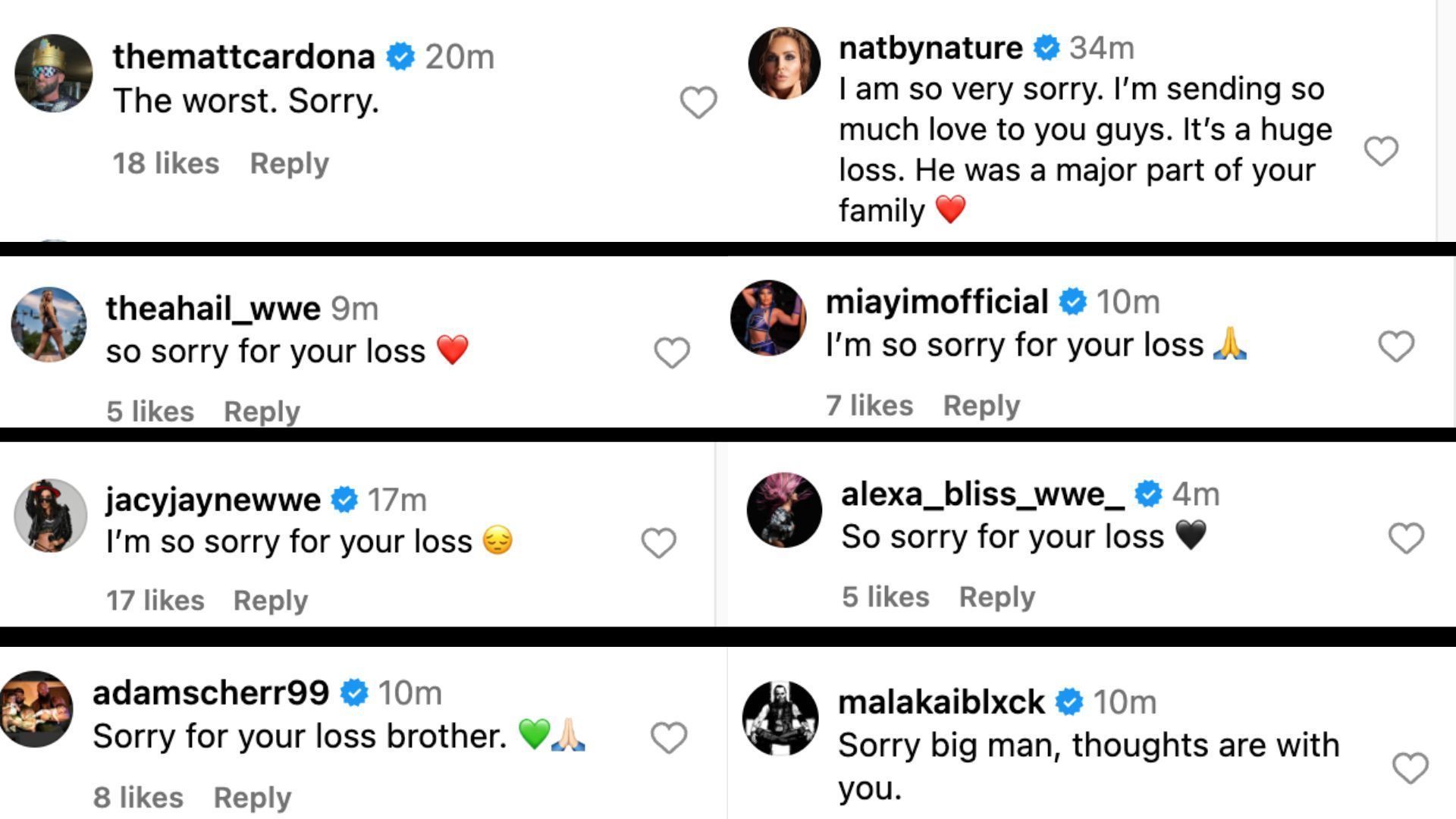 Stars react to Corbin&#039;s heartbreaking Instagram post.