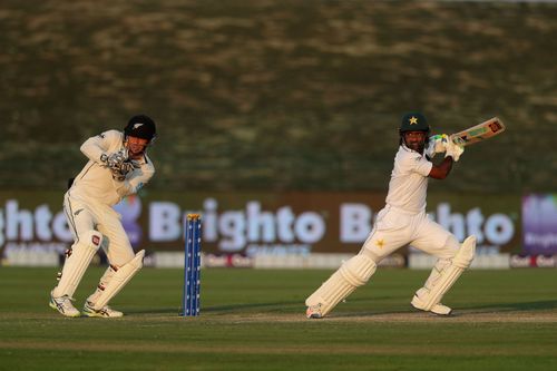 Asad Shafiq in action for Pakistan against New Zealand.