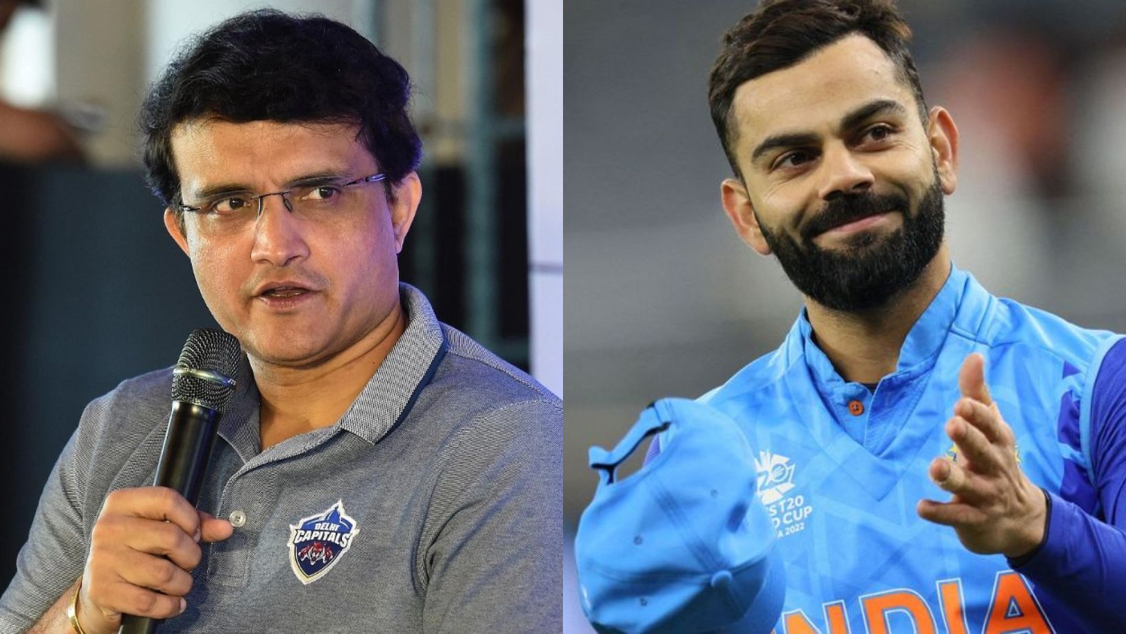 Sourav Ganguly (L) and Virat Kohli (R).