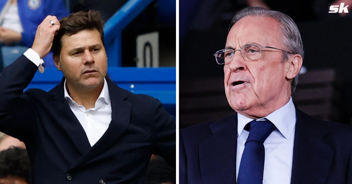 Chelsea boss Mauricio Pochettino (left) and Real Madrid president Florentino Perez