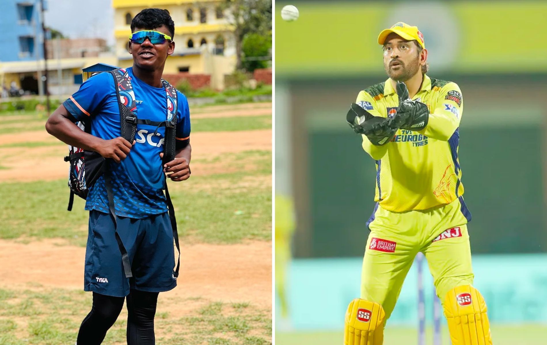 Robin Minz (L) and MS Dhoni (R). (Pics: Instagram/IPLT20.com)