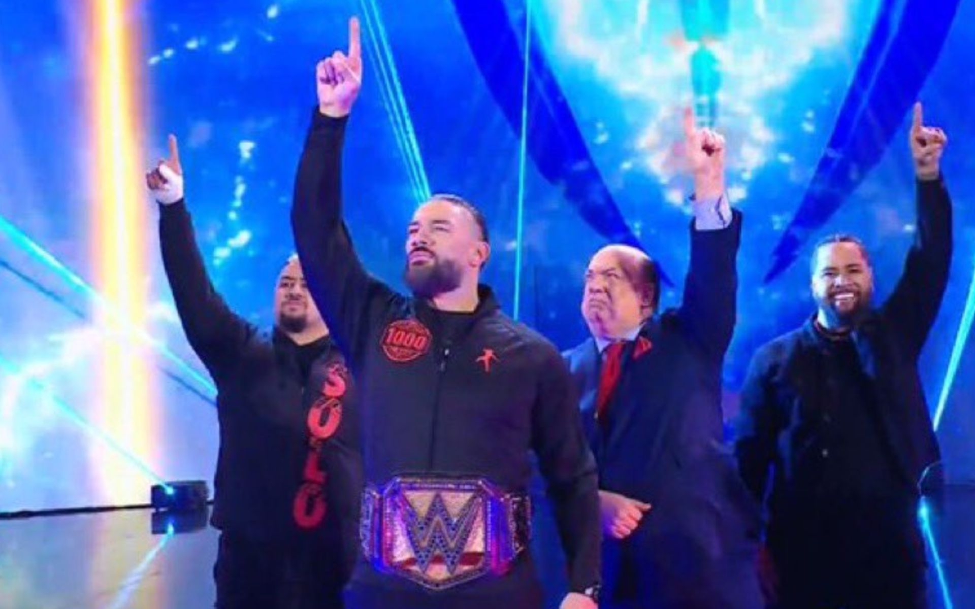 The Bloodline during their entrance on SmackDown