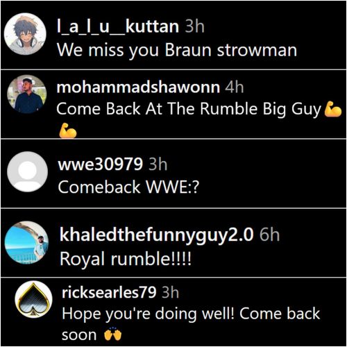 Reactions to Strowman's Instagram post