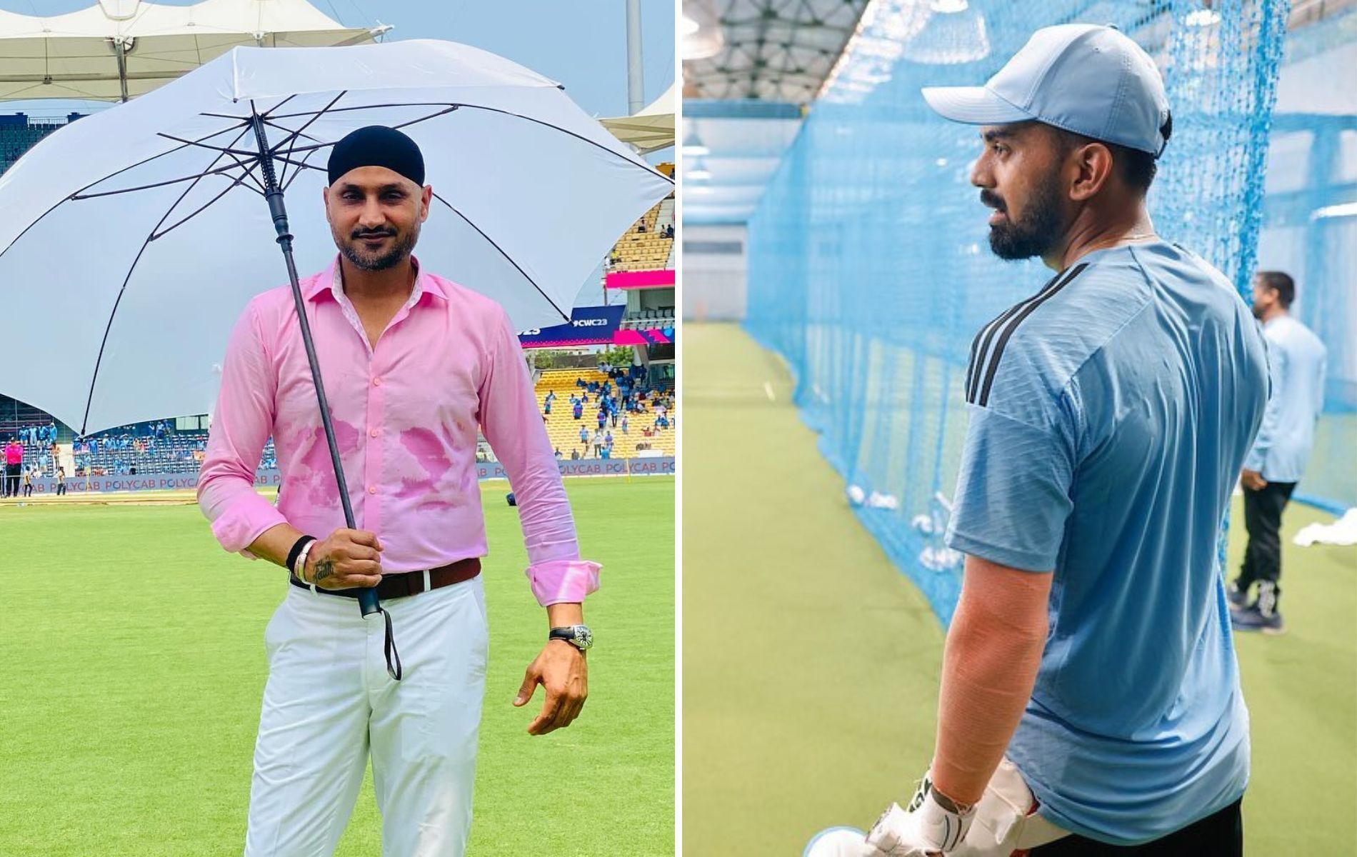 Harbhajan Singh (L) and KL Rahul (R). (Pics: Instagram)