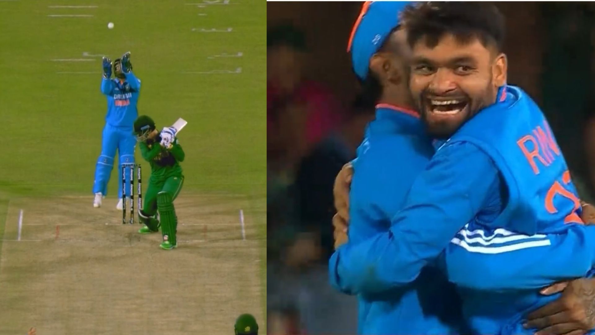 Rinku Singh celebrates after picking his first ODI wicket (P.C.:KKR)