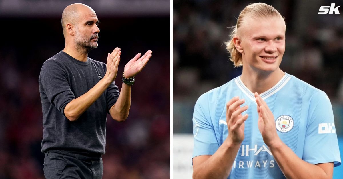 Pep Guardiola and Erling Haaland        