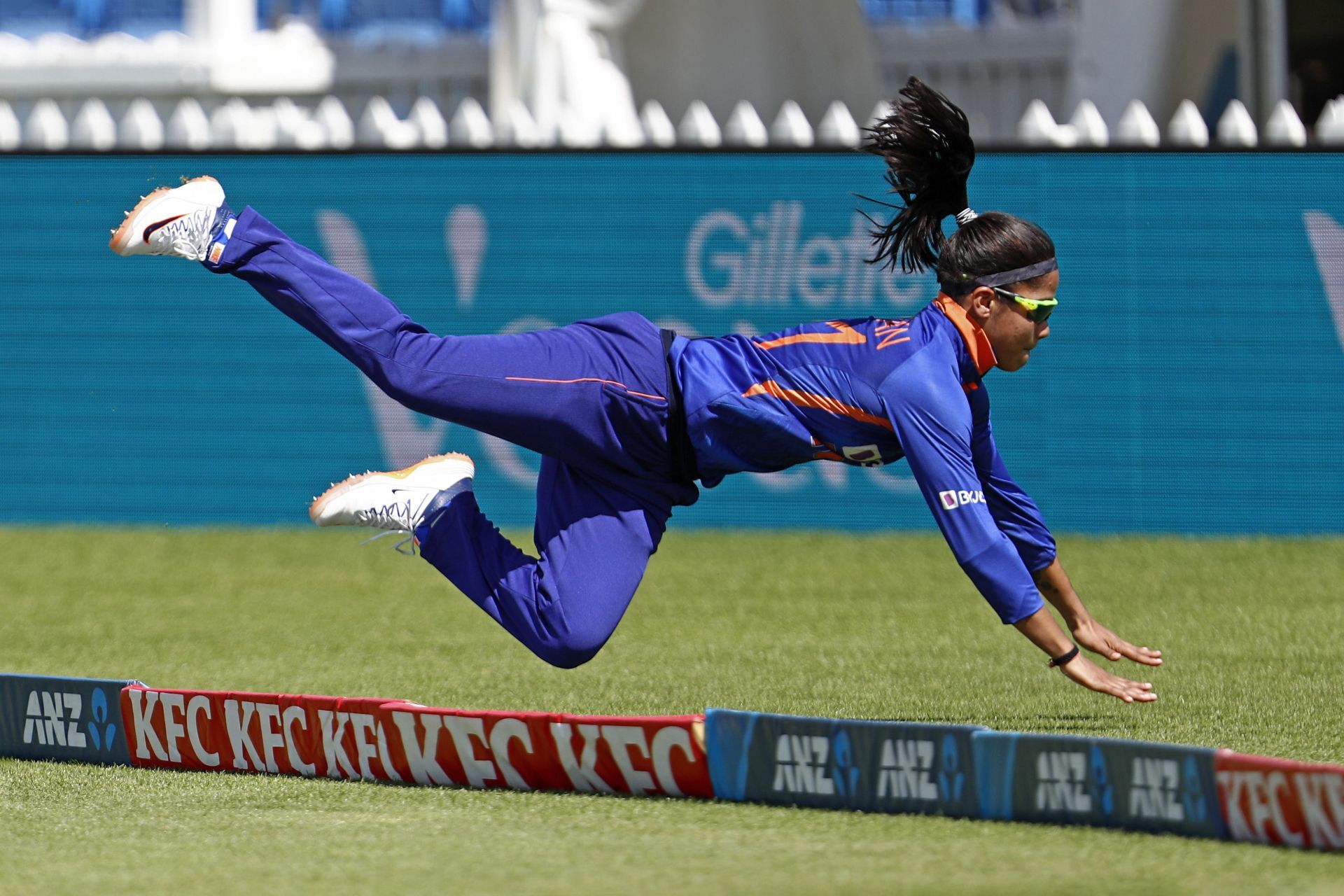 Simran Bahadur fielding for India.