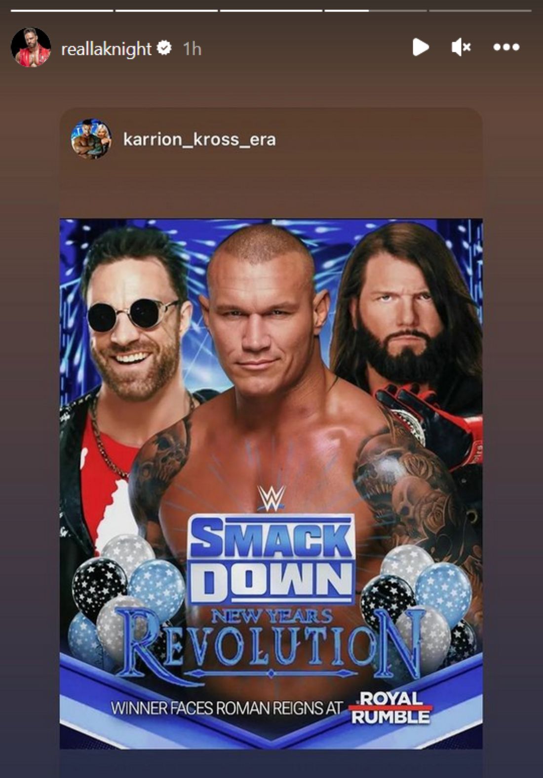 Screenshot of LA Knight&#039;s Instagram Stories post