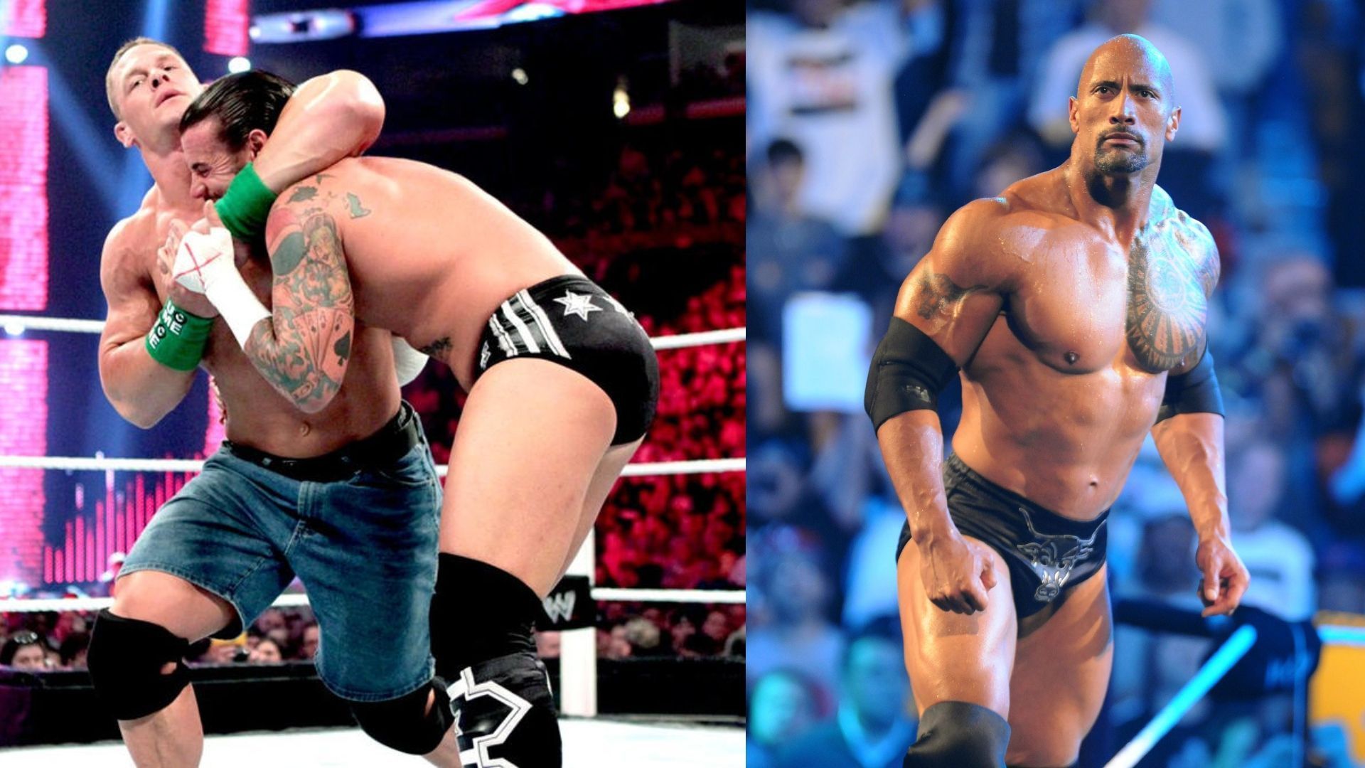 john cena vs cm punk raw 1000 the rock