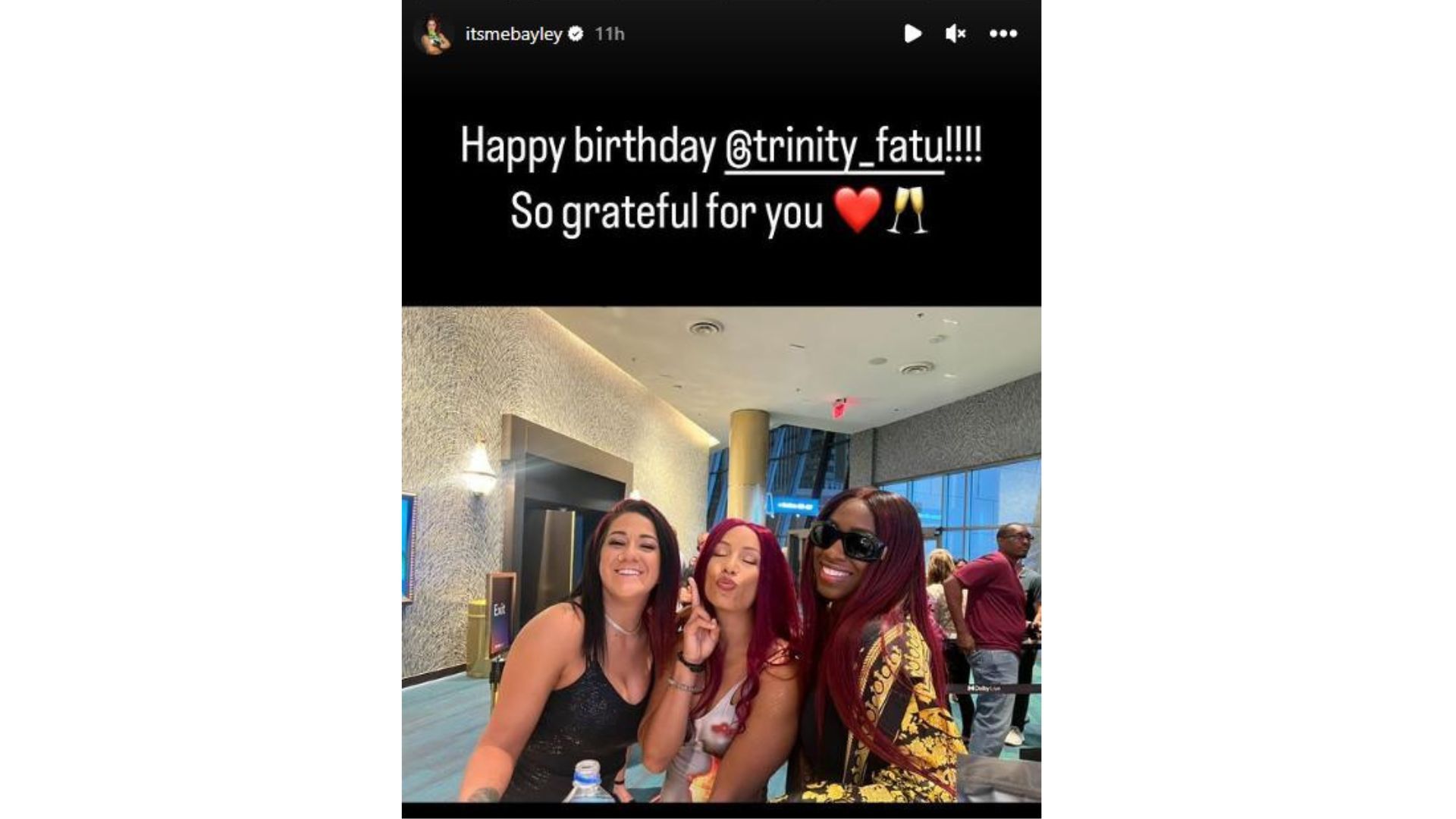 Bayley&#039;s wish to Trinity on her Instagram Story.