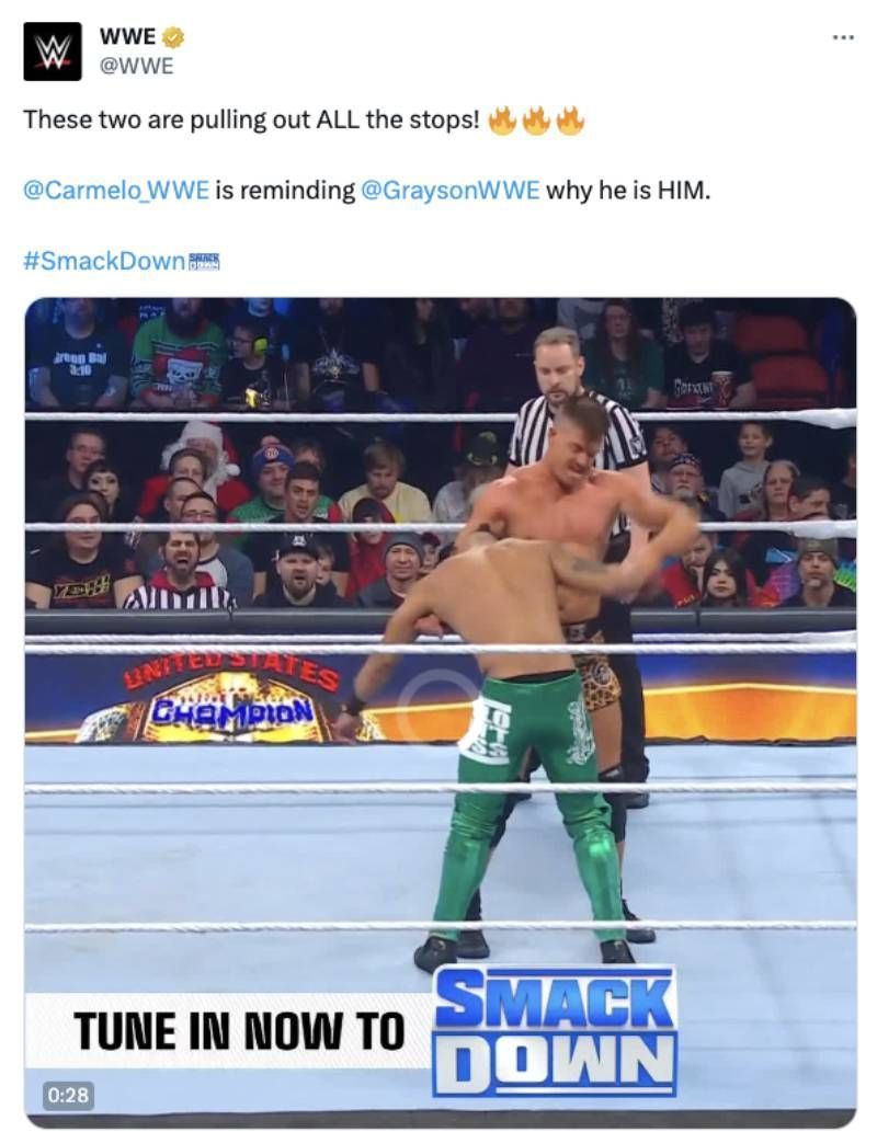 Screengrab of WWE&#039;s tweet