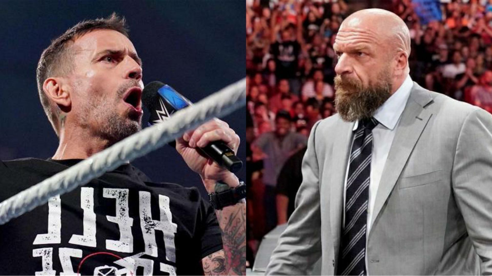 CM Punk (left); Triple H (right)