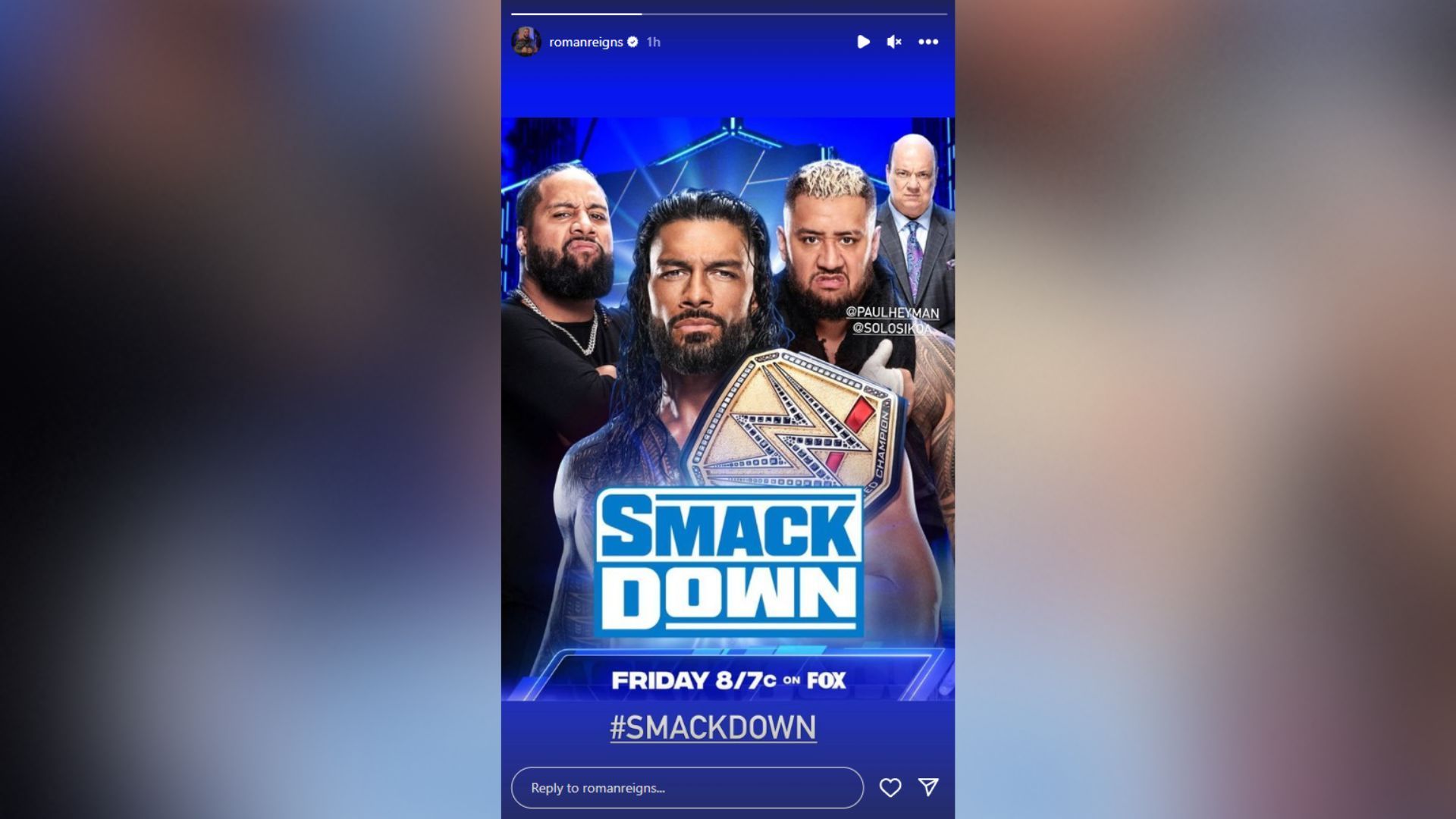 Screenshot of Roman Reigns&#039; Instagram story.