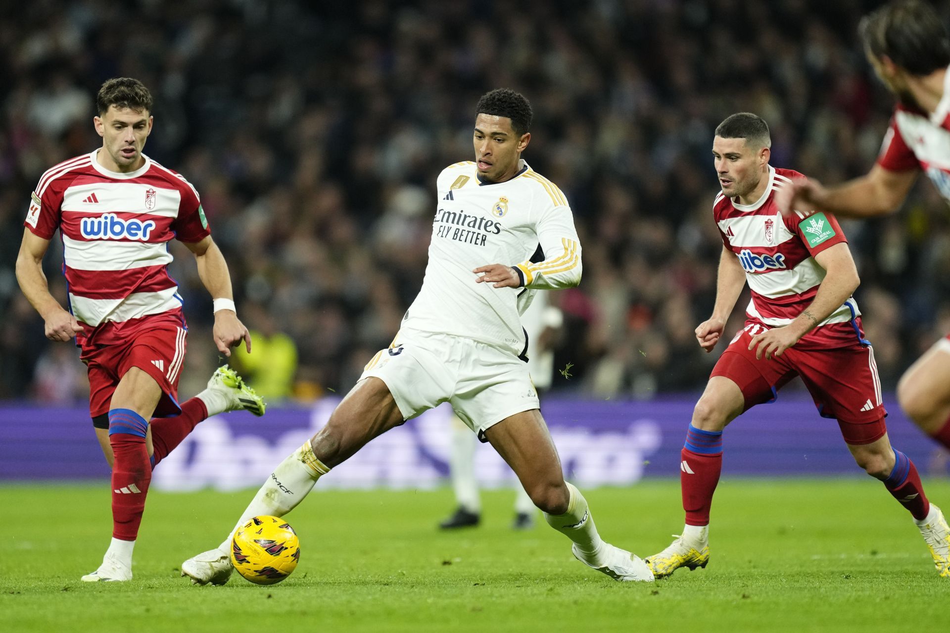 Jude Bellingham (centre) has been a revelation at the Santiago Bernabeu.