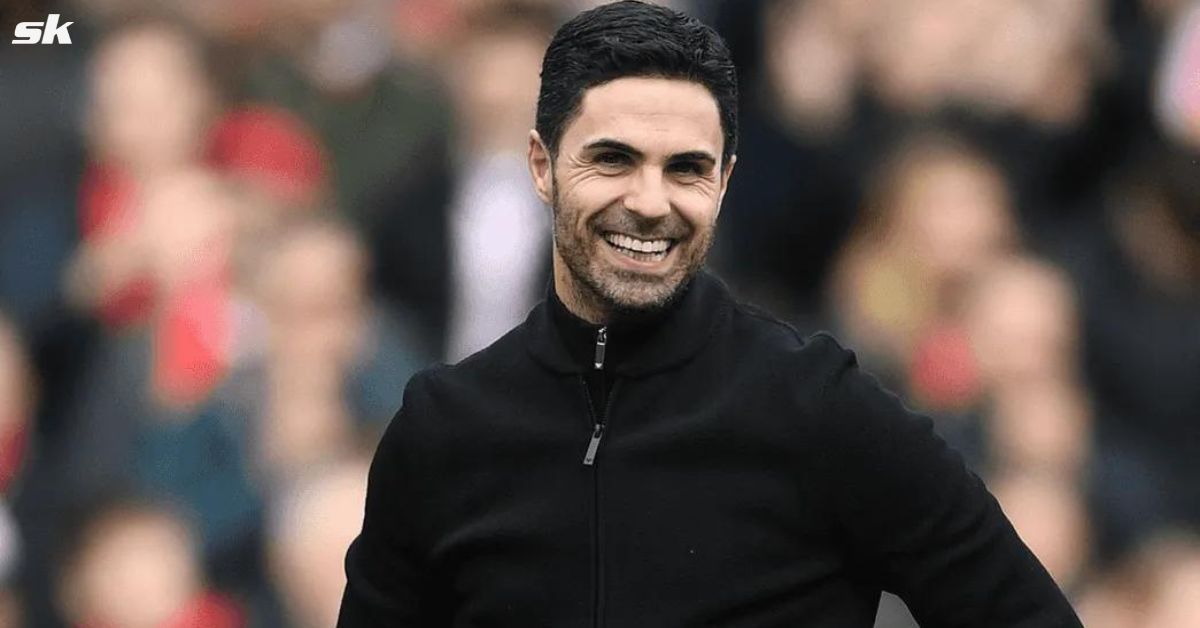 Arsenal manager Mikel Arteta looks on.