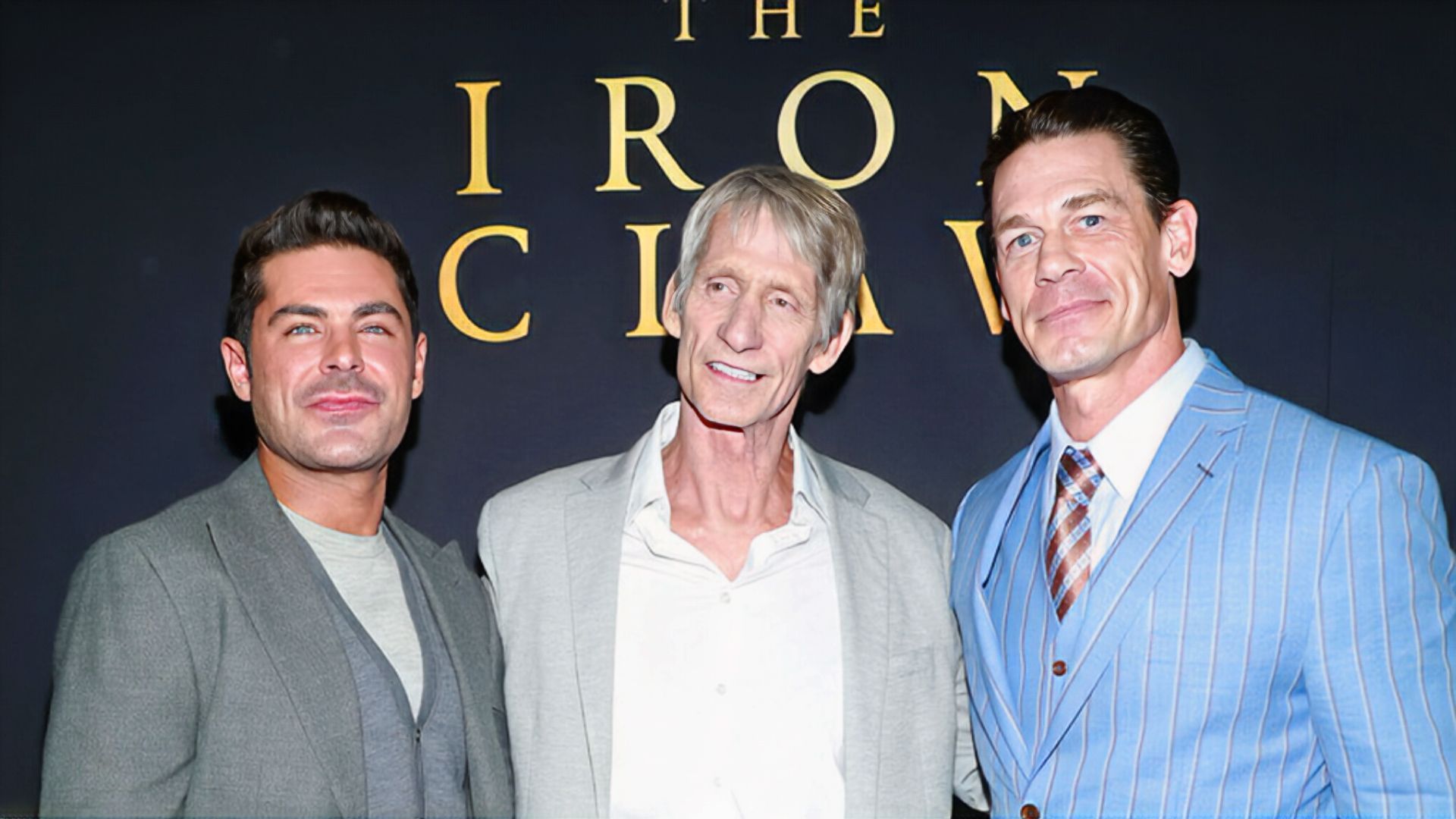 Zac Efron, Kevin Von Erich, and John Cena at the premiere of The Iron Claw