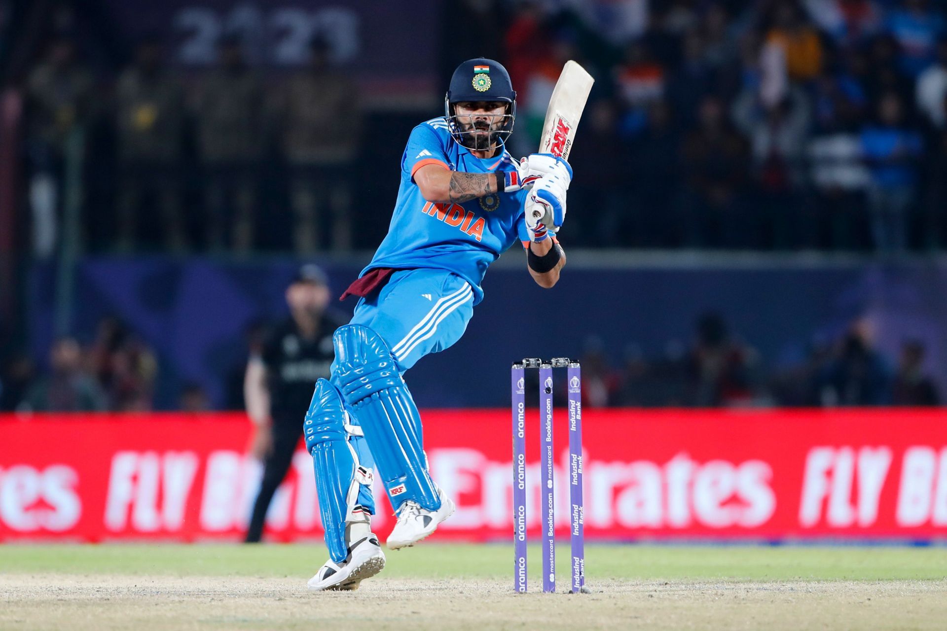 The No. 3 batter in action against New Zealand during the World Cup match in Dharamsala. (Pic: Getty Images)