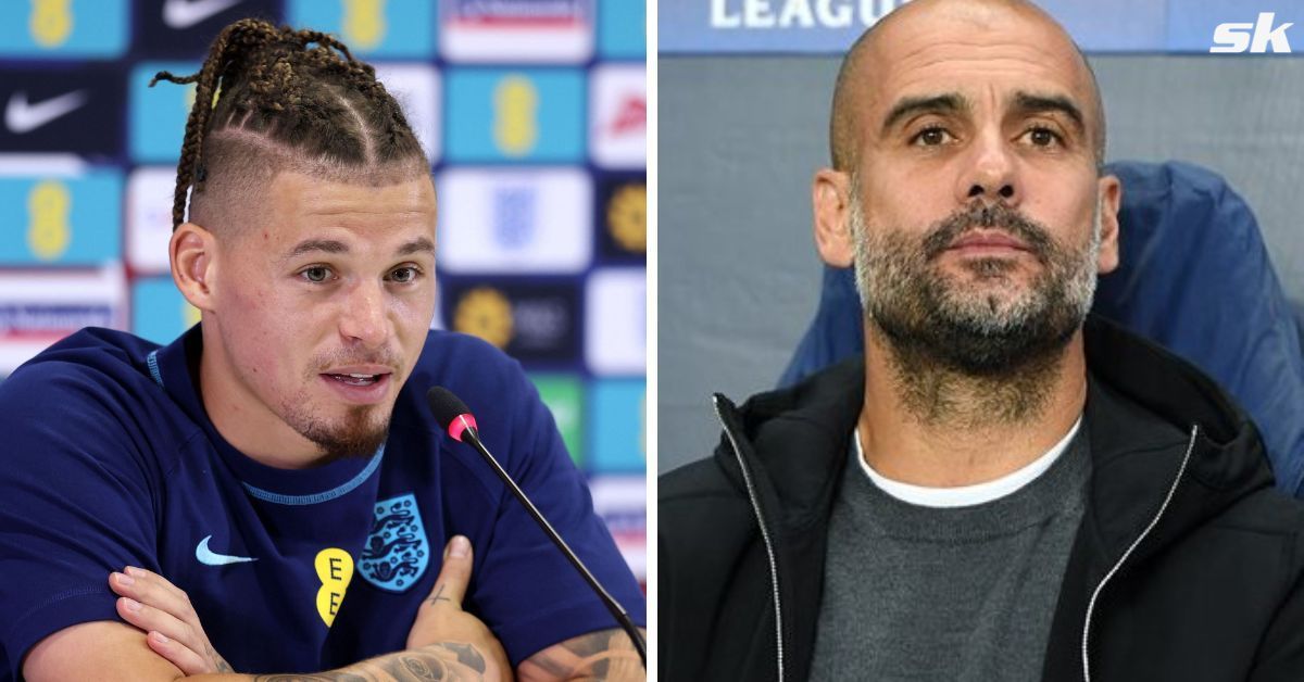 Kalvin Phillips and Pep Guardiola 