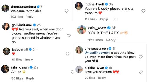 Superstars react to Mitchell's release on Instagram.