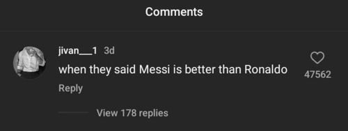 Comment on Ronaldo's Instagram post