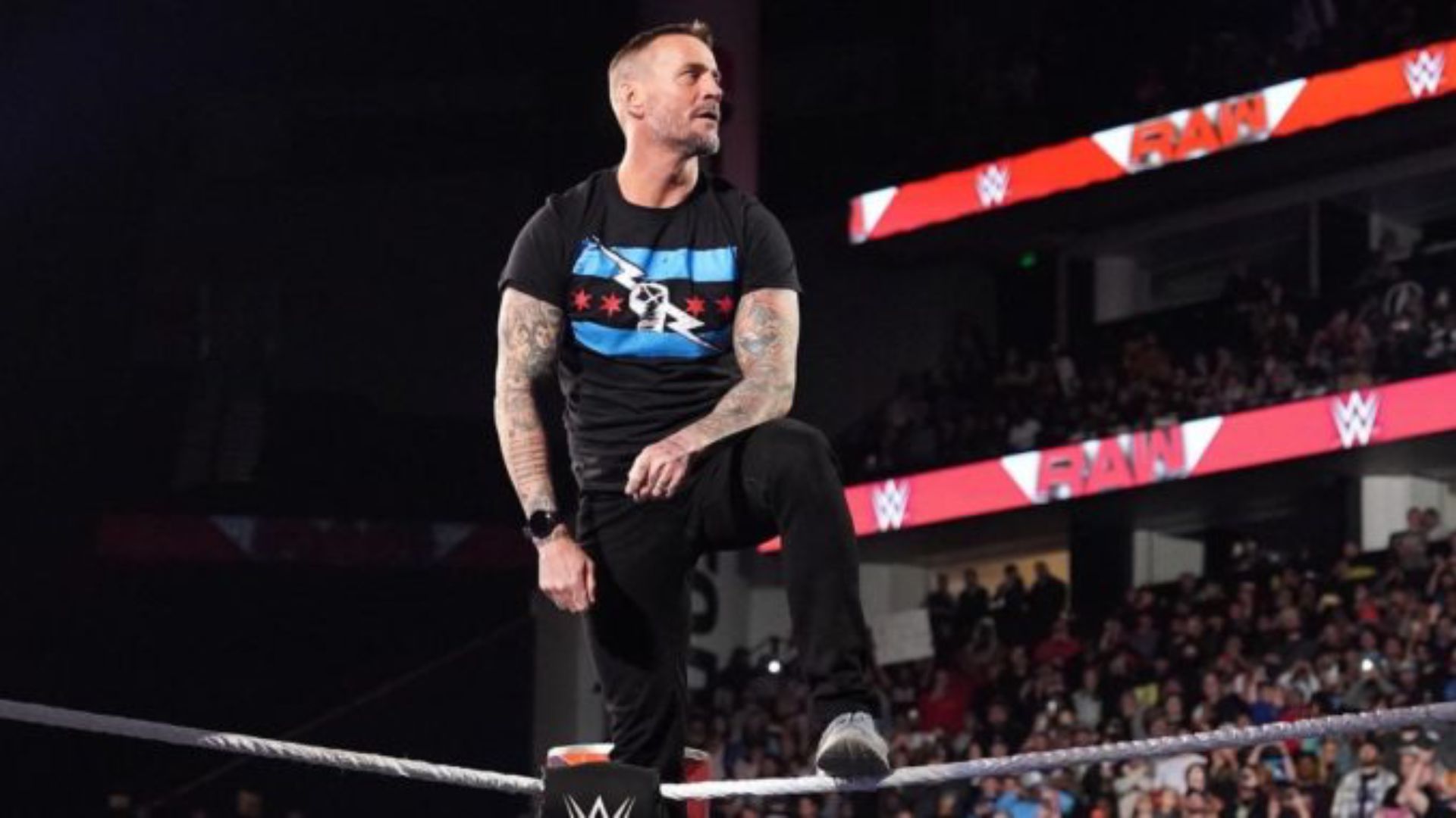 CM Punk during his entrance. Image Credits: X