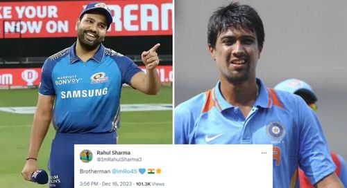 Rahul Sharma's latest post on X ft. Rohit Sharma.