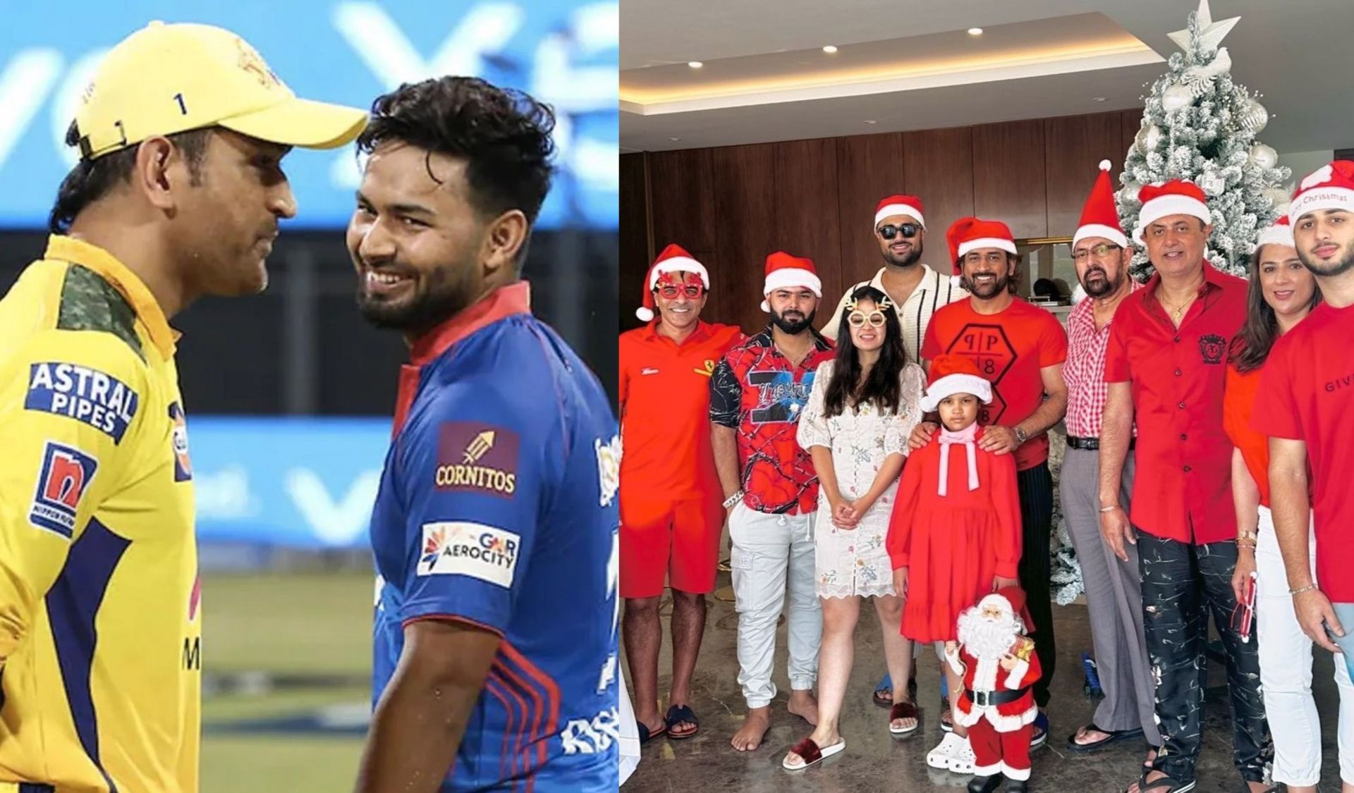 MS Dhoni and Rishabh Pant celebrating Christmas. 