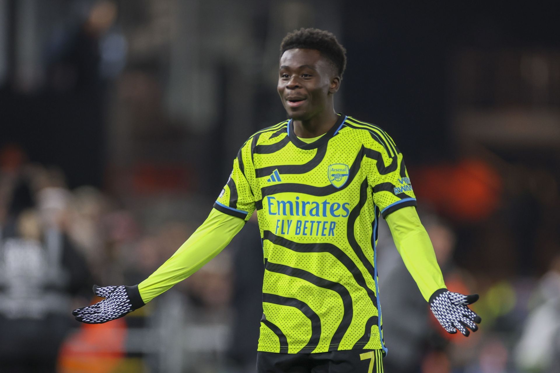 Bukayo Saka in action for Arsenal