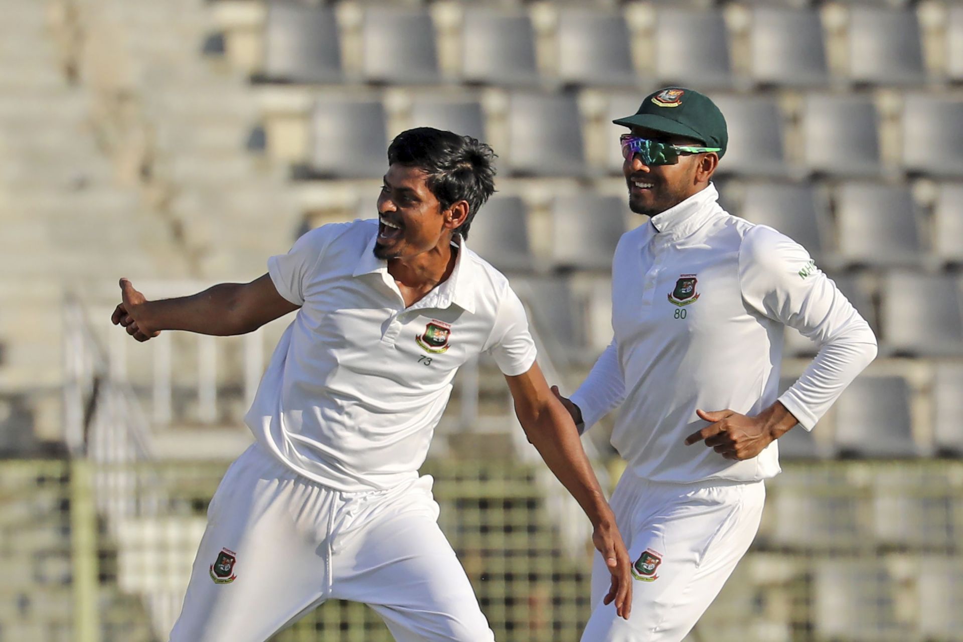 Taijul Ismal celebrating a wicket vs NZ in Sylhet [Getty Images]