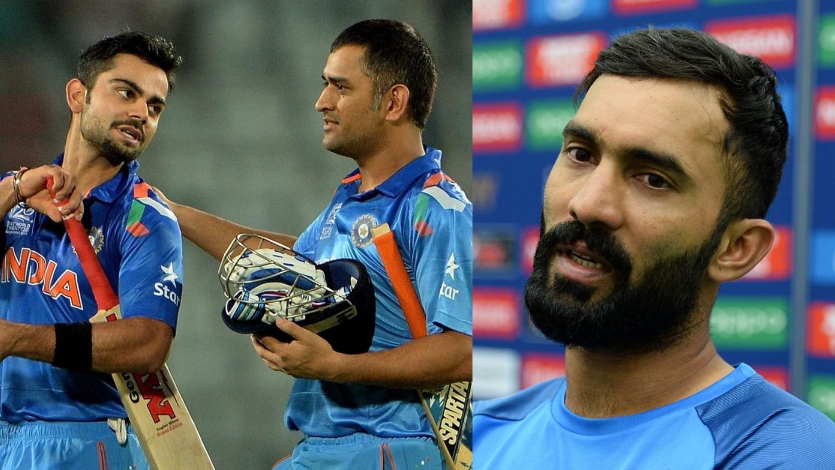 Virat Kohli, MS Dhoni, and Dinesh Karthik.