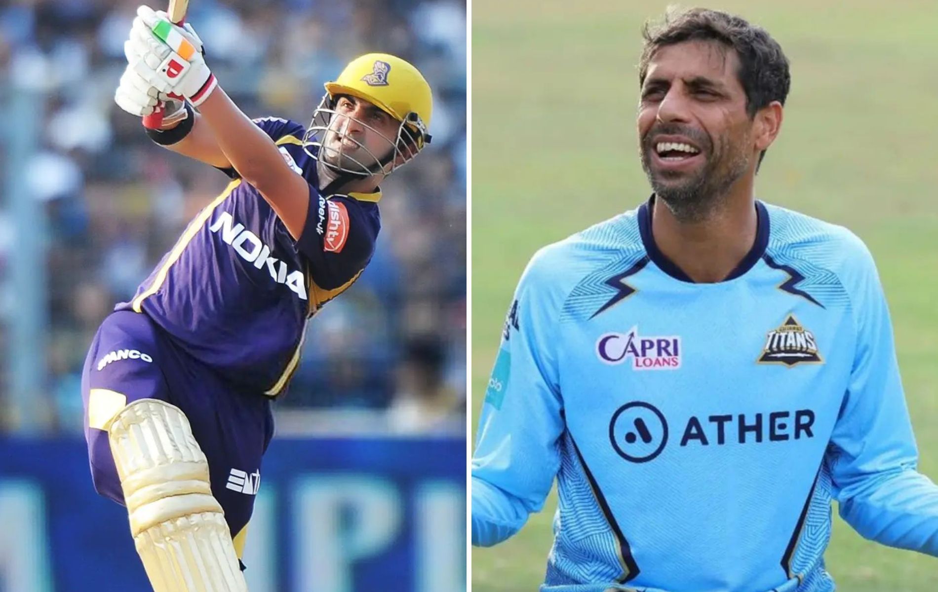 Gautam Gambhir (L) and Ashish Nehra (R). (Pics: X)