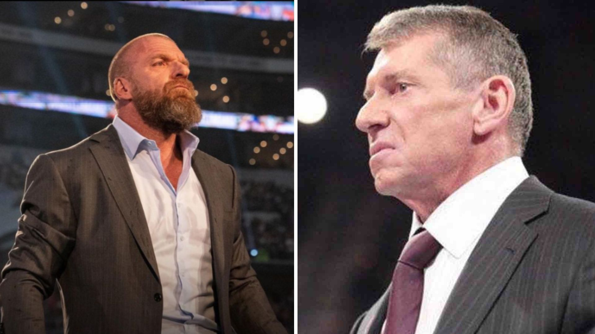 Triple H on the left and Vince McMahon on the right