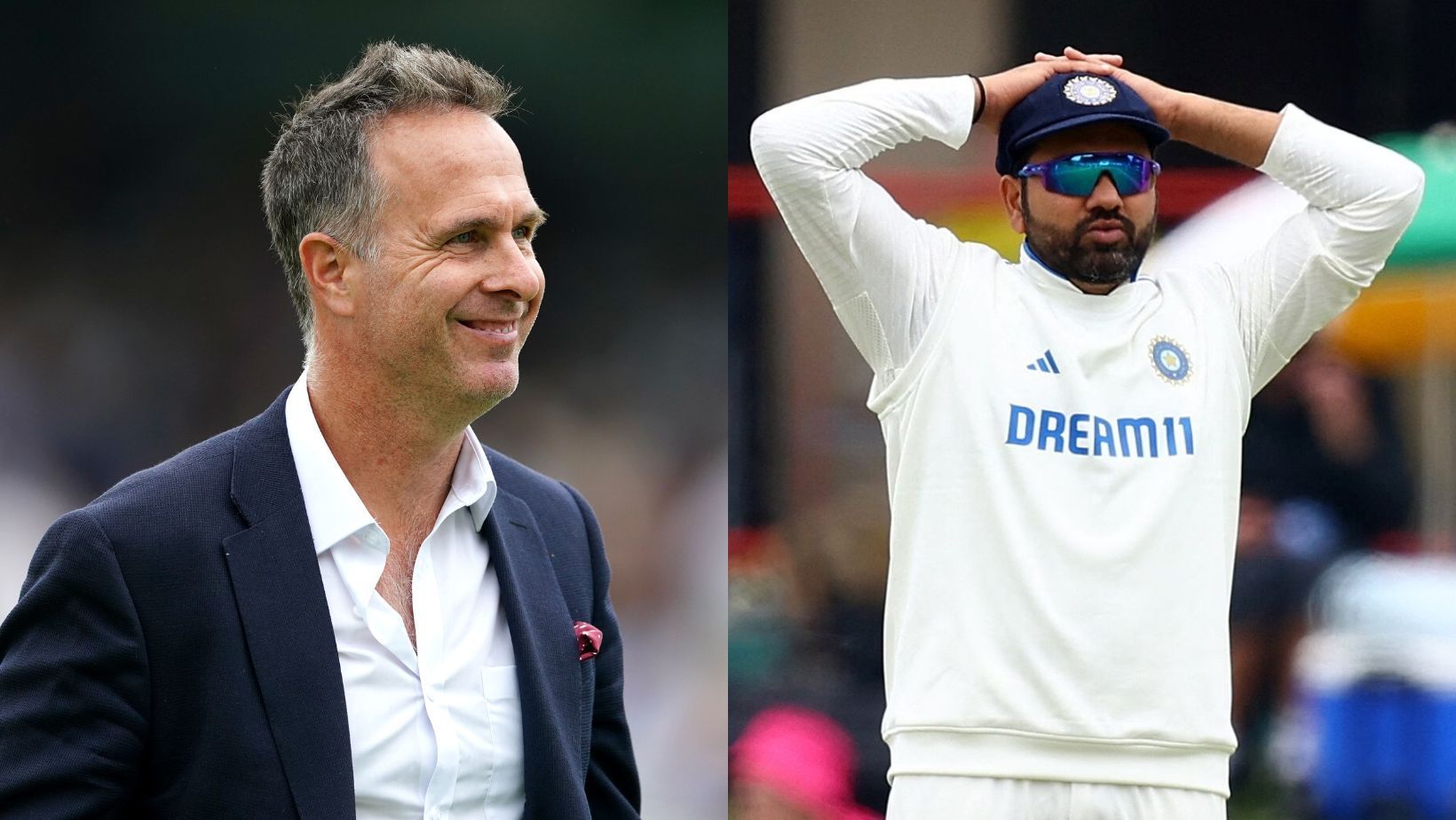 Michael Vaughan (L) and Rohit Sharma.