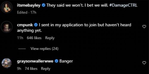 Punk and Grayson Waller's comments [Image credits: Bayley's Instagram handle]