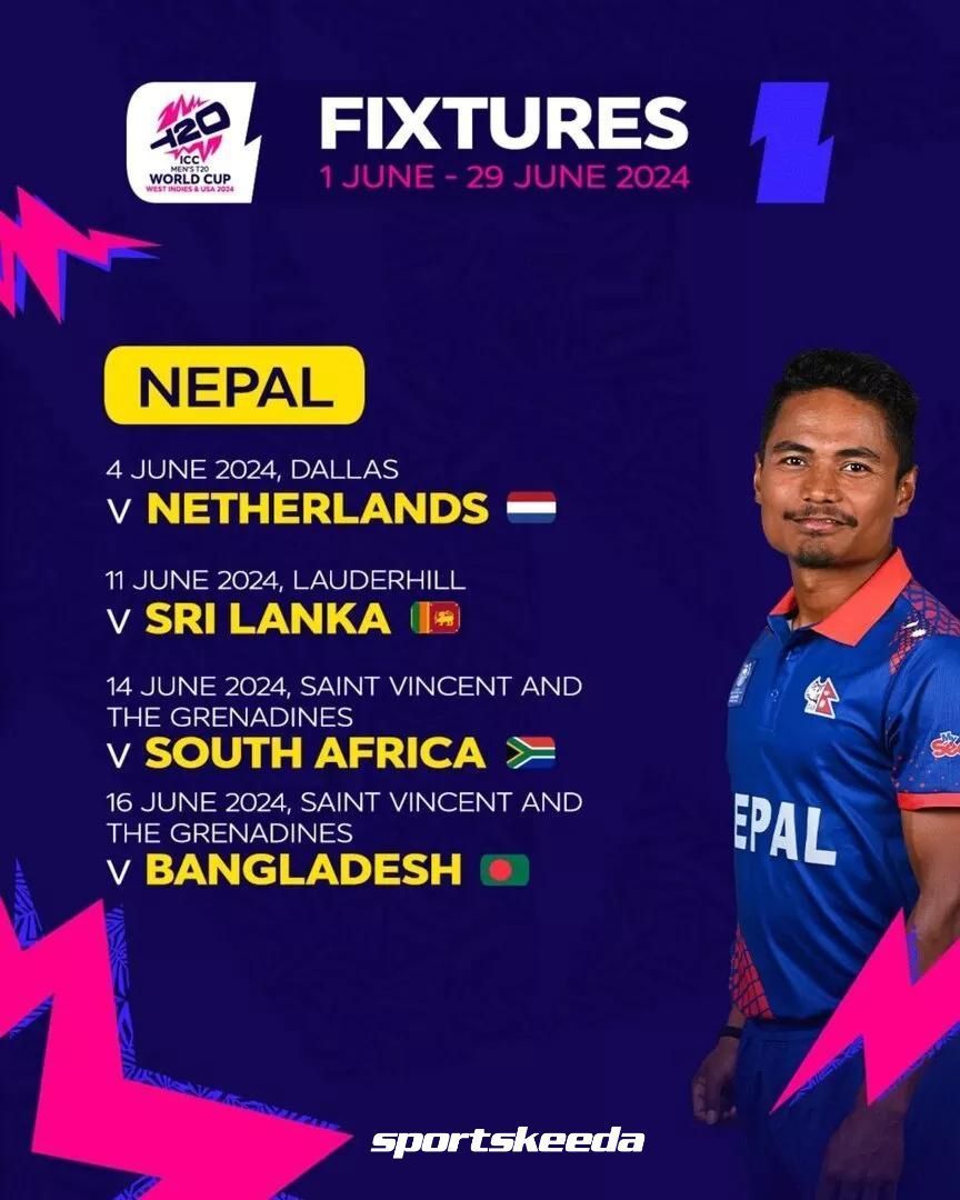 Nepal T20 World Cup 2024 Schedule