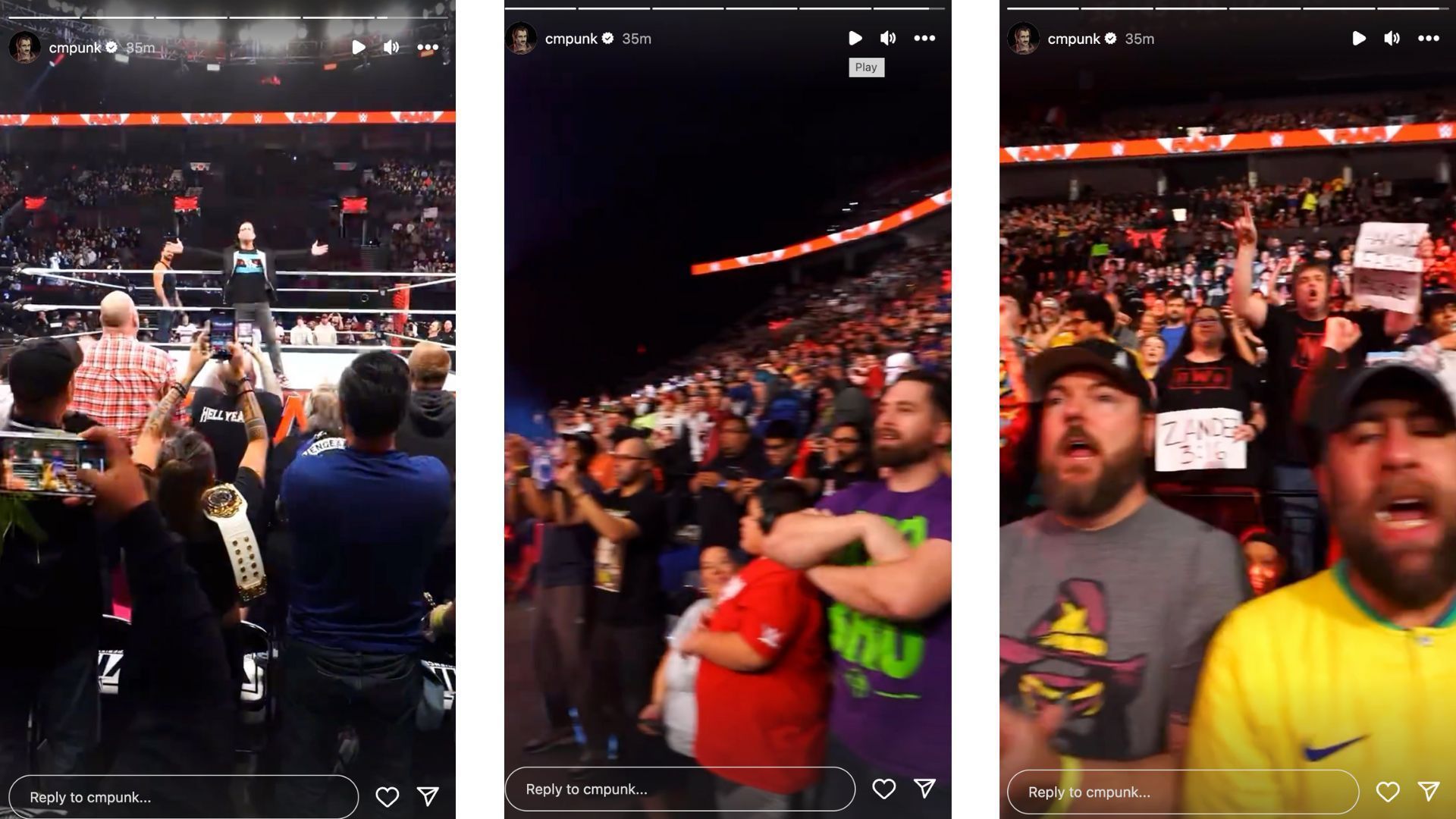 Punk shares fan footage from RAW.
