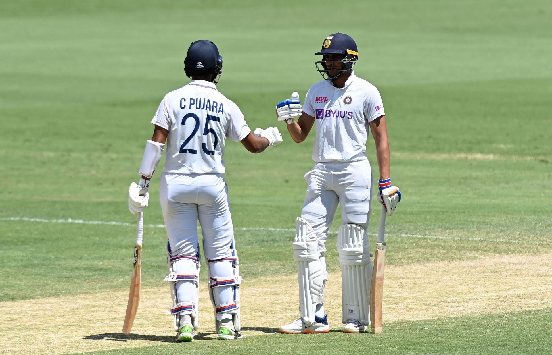 Cheteshwar Pujara and Shubman Gill during Australia v India: 4th Test: Day 5